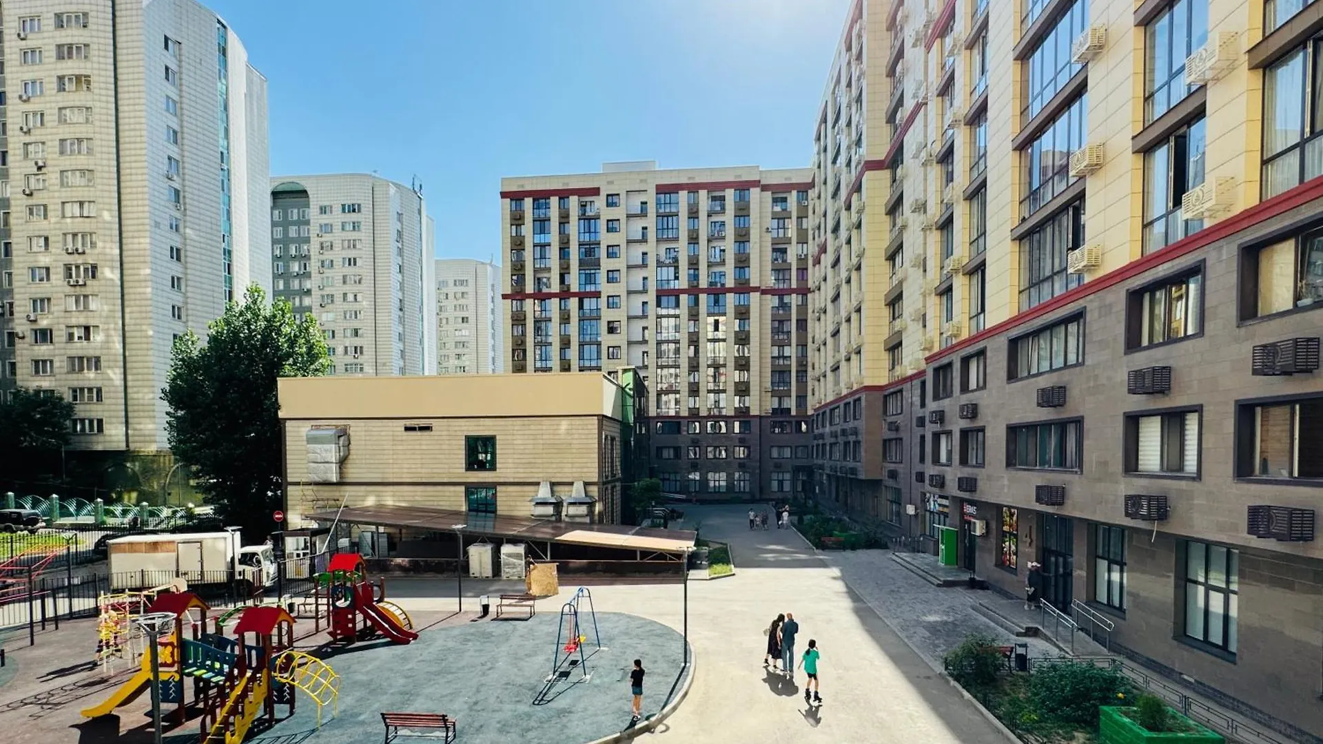 417I1 Gray And Yellow Apartment Sholpan City Almaty